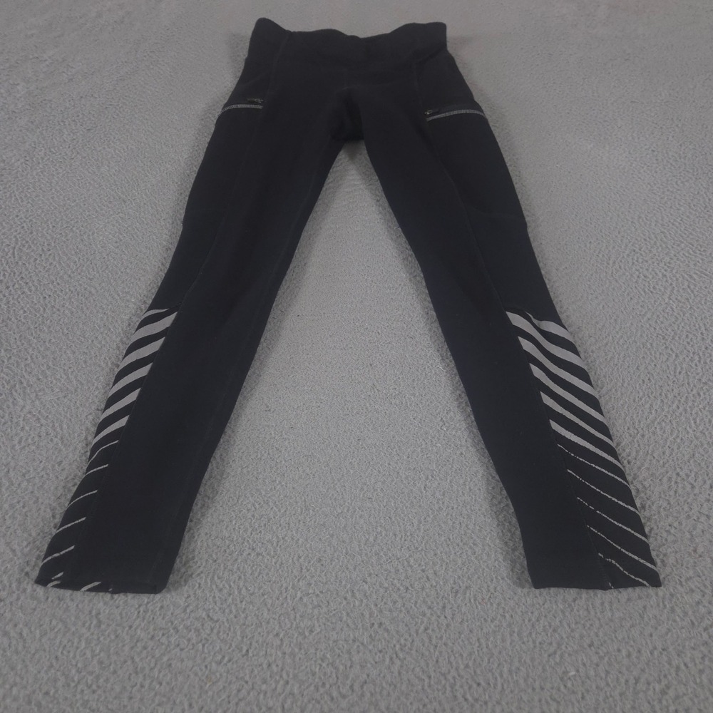 Athleta Leggings Womens M Black Powerlift Fleece Lined Reflective Pants Tights